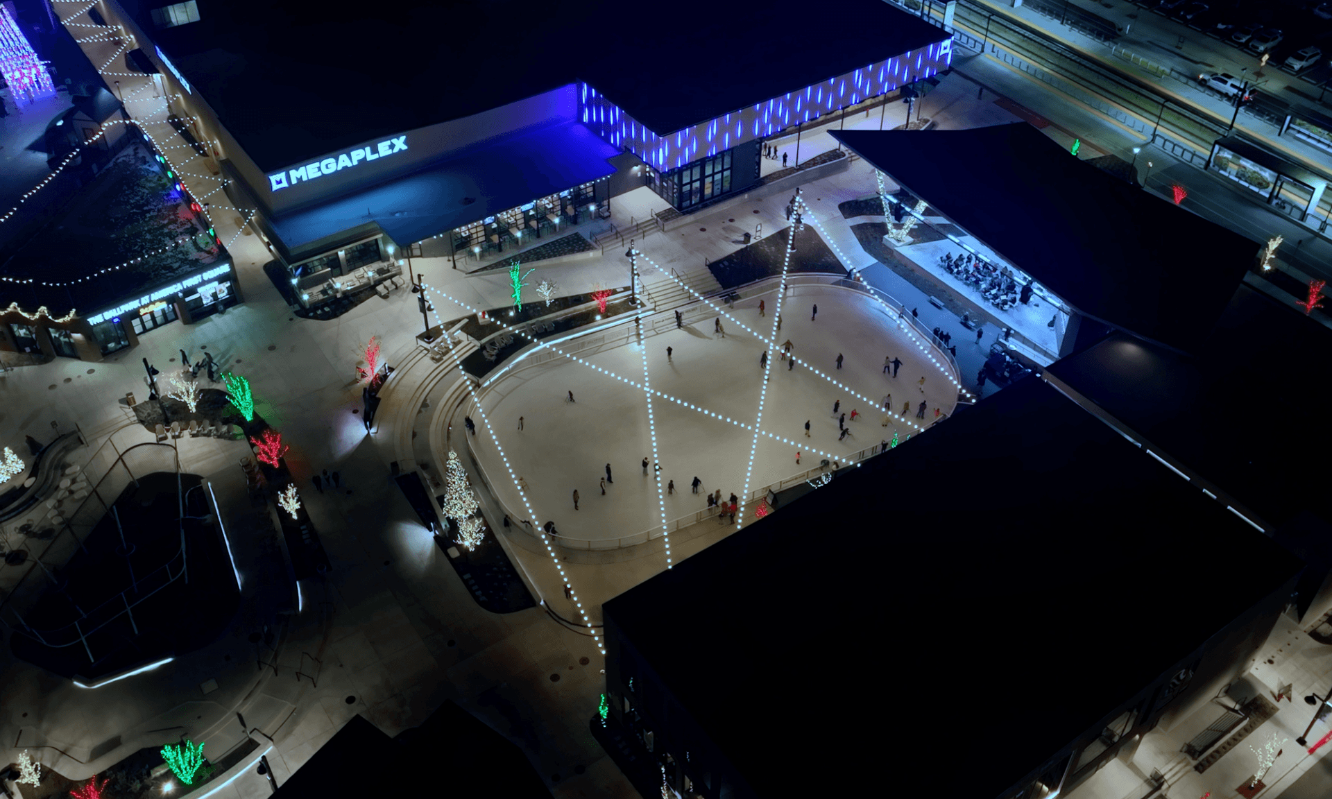 aerial view of Downtown Daybreak Winter Village