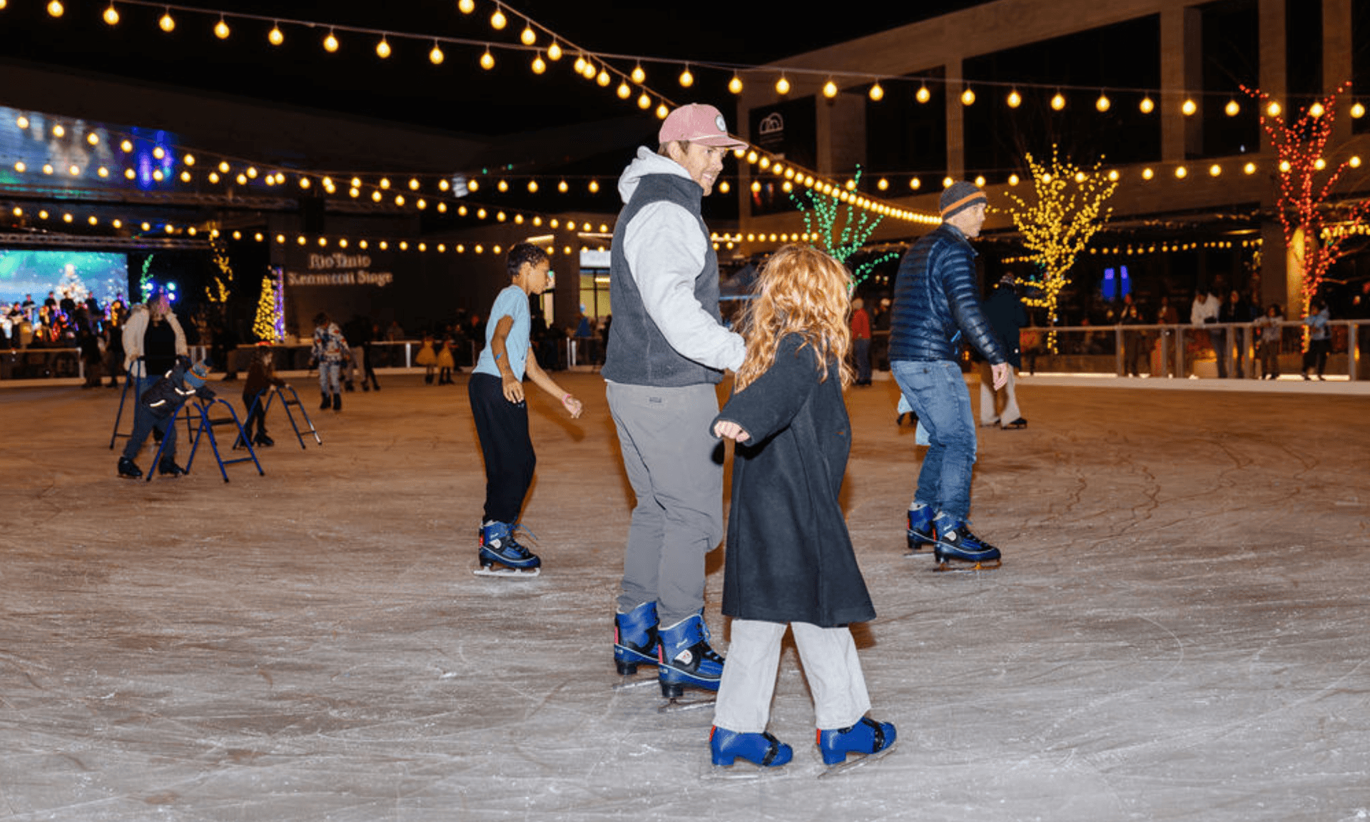 dad&daughtericeskating in Downtown Daybreak