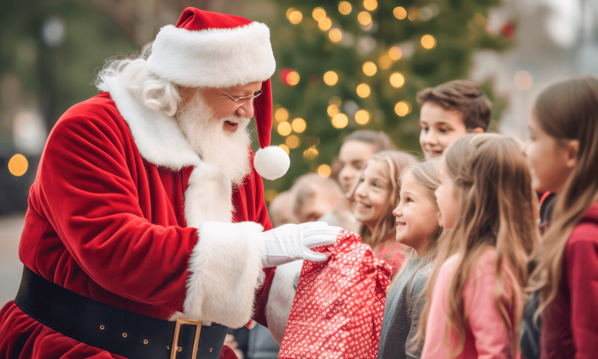 Santa and Kids Happy