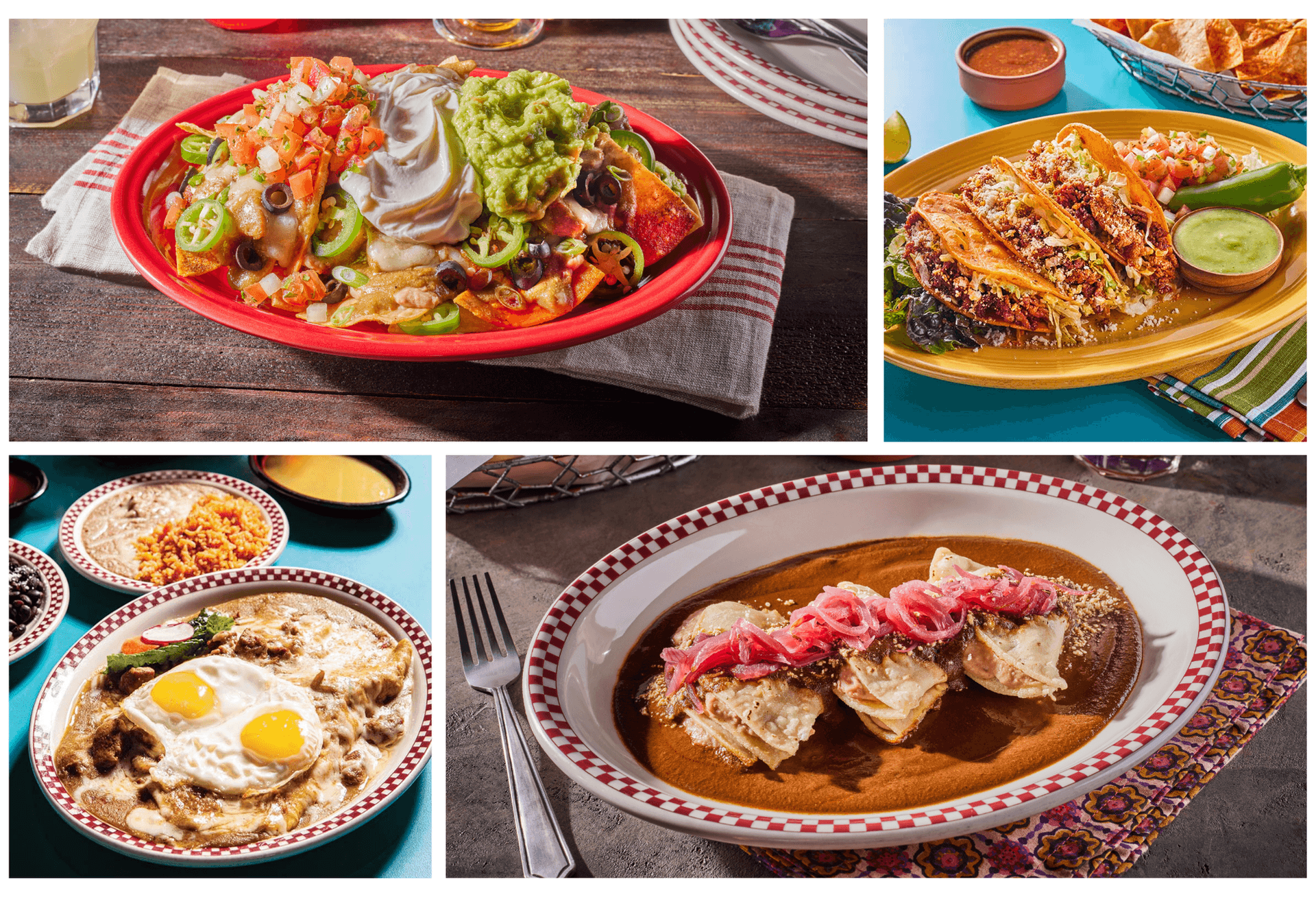 Red Iguana Dishes of food collage